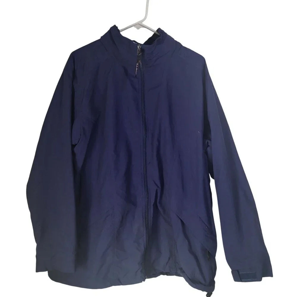 L.L. Bean Women's 2XL Lightweight Windbreaker Navy Blue Nylon Jacket Vintage VTG - Picture 2 of 11